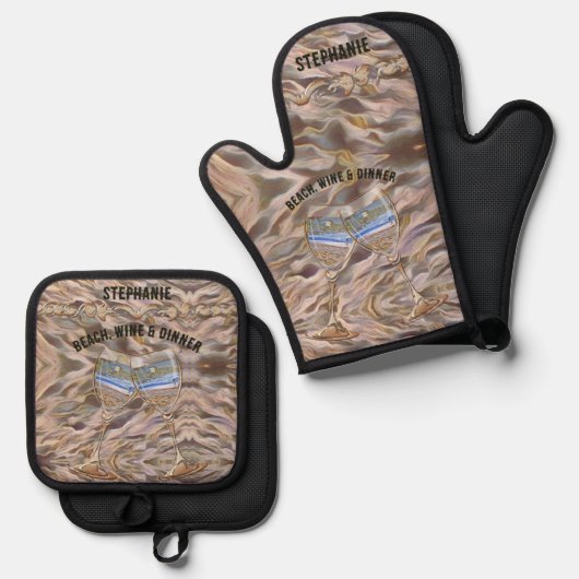 Wijn & Los Muertos Beach 786 Ovenwant & Pannenlap Set (Voorkant / Achterkant)