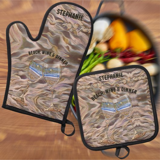 Wijn & Los Muertos Beach 786 Ovenwant & Pannenlap Set