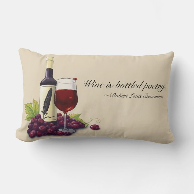 Wijn Lover's Bottled Poetry Pillow Kussen (Voorkant)