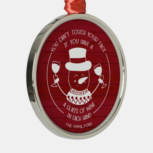 Wijn Lovers Funny 2020 Covid-kerstrood hout Metalen Ornament (Rechts)