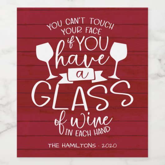 Wijn Lovers Funny 2020 Covid-kerstrood hout Wijn Etiket (Enkel label)