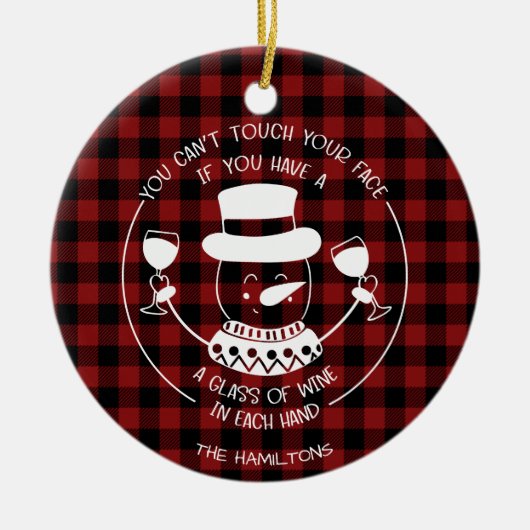 Wijn Lovers Funny 2020 Covid Pandemic Kerstmis Keramisch Ornament (Voorkant)