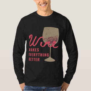 Wijn maakt alles beter in rood zwart t-shirt