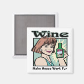 Wijn, maakt huiswerk leuk, bewerkt tekst magneet (Voorkant / Achterkant)