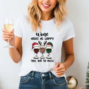 Wijn maakt vrolijk kerst T-shirt