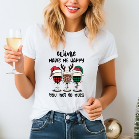 Wijn maakt vrolijk kerst T-shirt