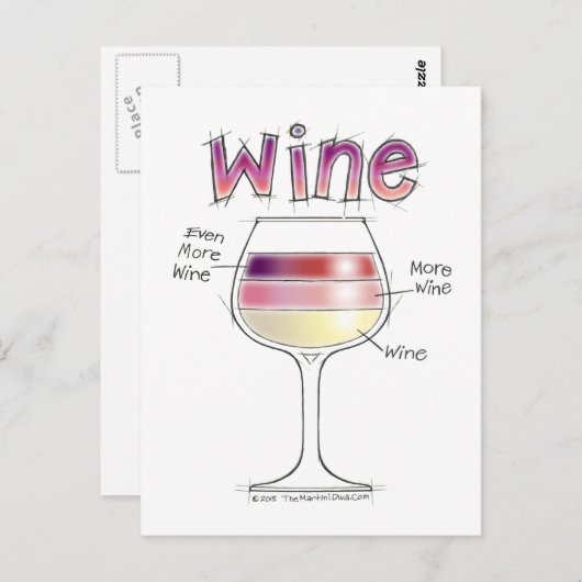WIJN, MEER WIJN, ZELFS MEER WIJN BRIEFKAART (Voorkant / Achterkant)