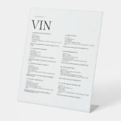 Wijn Menu Sign – Elegant fysiek display Reclamebord Met Voetstuk (Voorkant)