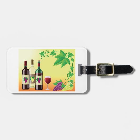 Wijn Met Druiven Bagage Labels (Voorkant horizontaal)