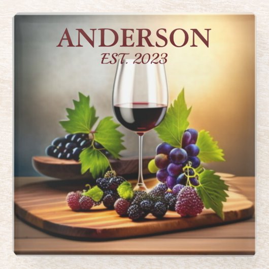  wijn met fruit glazen onderzetter (Voorkant)