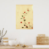 Wijn met Red Blooms 1840 Poster (Keuken)
