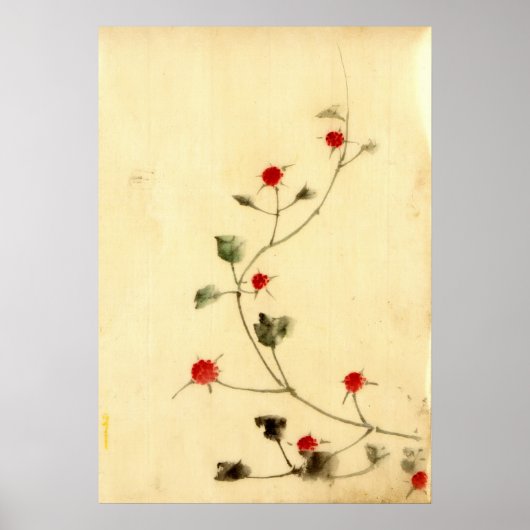 Wijn met Red Blooms 1840 Poster (Voorkant)