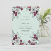 Wijn Mint Bloom Bruiloft Kaart (Staand voorkant)
