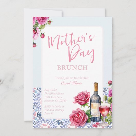 Wijn Moederdag Brunch Kaart (Voorkant)