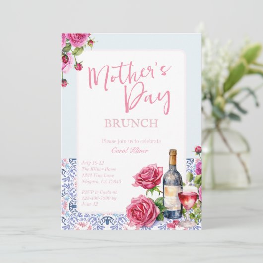 Wijn Moederdag Brunch Kaart (Staand voorkant)