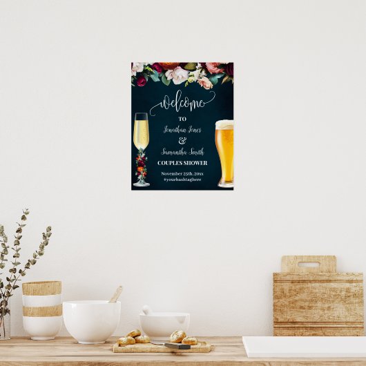 Wijn Navy Bellen & Brouws Welkom koppels Bruiloft Poster (Keuken)