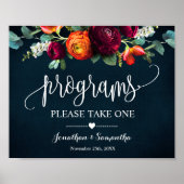 Wijn Navy Programs Wedding Ceremony Sign Poster (Voorkant)