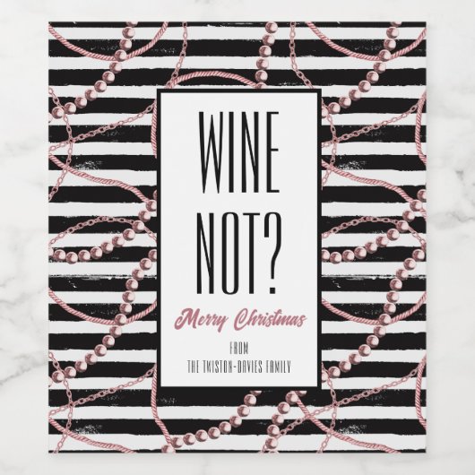 Wijn Niet Strepen met Parels en Kettingen Wijn Etiket (Enkel label)