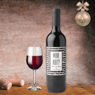 Wijn Niet  Strepen met Parels en Kettingen Wijn Etiket