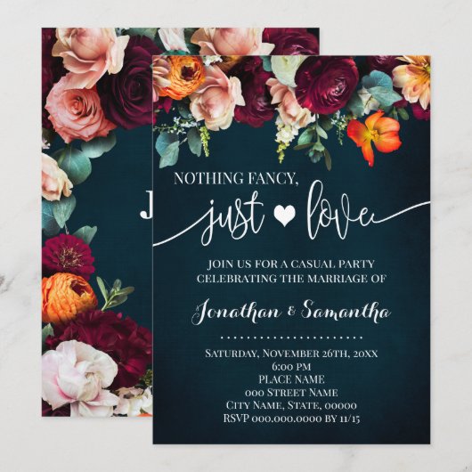 Wijn Niets Gewoons Gewoon Liefde Elopement Uitnodi Save The Date (Voorkant / Achterkant)