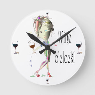 Wijn o-klok humoristische wijnkunst Gifts Ronde Klok