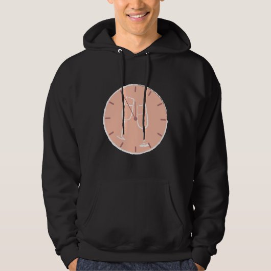 Wijn O klok wit glas Geen tekst Hoodie (Voorkant)