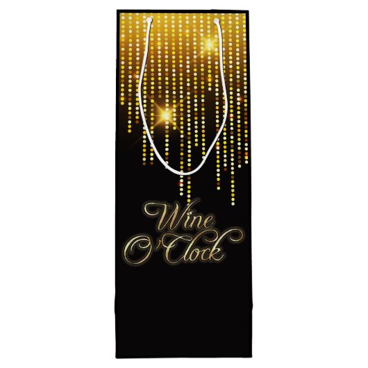 Wijn O'Clock Gold Glitz Cadeautas (Achterkant)