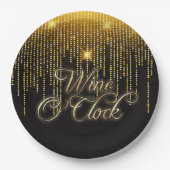 Wijn O'Clock Gold Glitz Papieren Bordje (Voorkant)