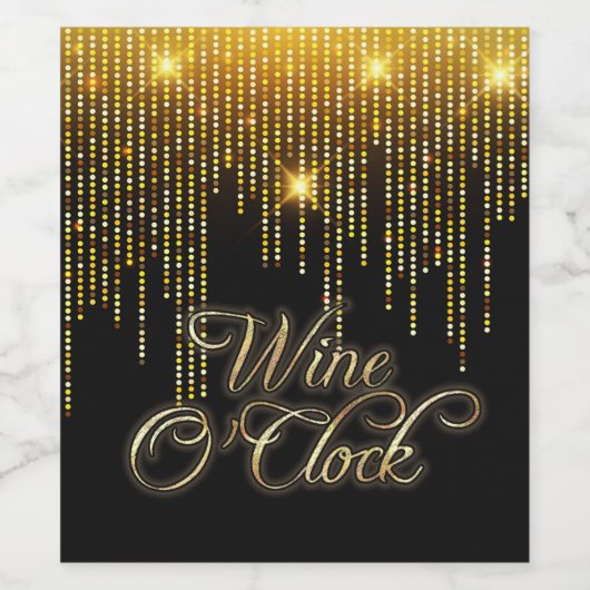 Wijn O'Clock Gold Glitz Wijn Etiket (Enkel label)