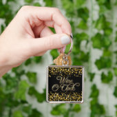 Wijn O'Clock Gouden Sparkle Sleutelhanger (Hand)