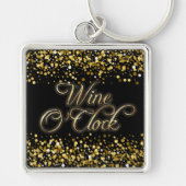 Wijn O'Clock Gouden Sparkle Sleutelhanger (Voorkant)