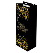 Wijn O'Clock Gouden Sparkle Wijn Cadeautas (Voorkant Gekanteld)