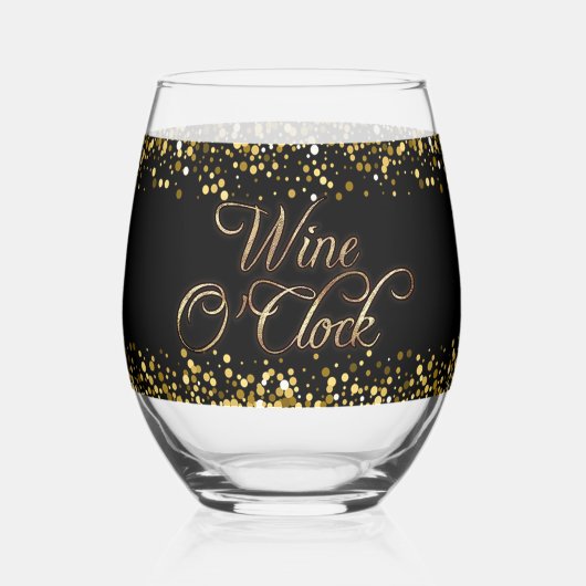 Wijn O'Clock gouden tekst Wijnglas Zonder Voet (Achterkant)