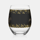 Wijn O'Clock gouden tekst Wijnglas Zonder Voet (Rechts)