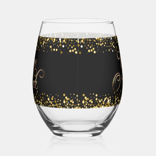 Wijn O'Clock gouden tekst Wijnglas Zonder Voet (Rechts)