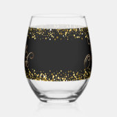 Wijn O'Clock gouden tekst Wijnglas Zonder Voet (Links)