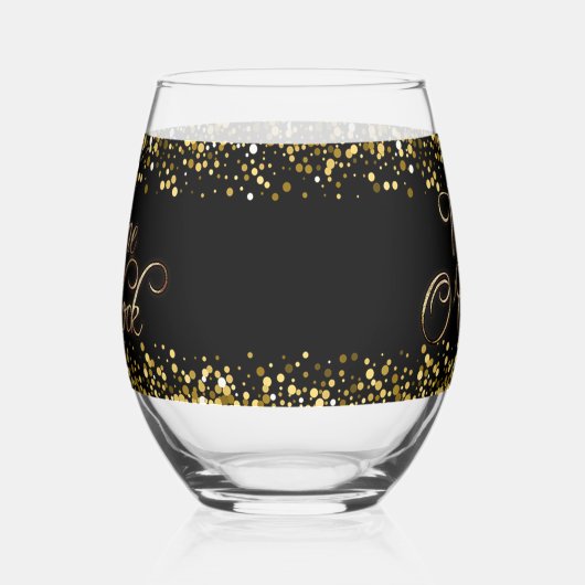 Wijn O'Clock gouden tekst Wijnglas Zonder Voet (Links)