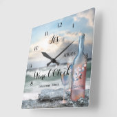 Wijn OClock Romantic Beach Clock Vierkante Klok (Hoek)