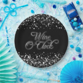 Wijn O'Clock Silver Sparkle Papieren Bordje (Feest)