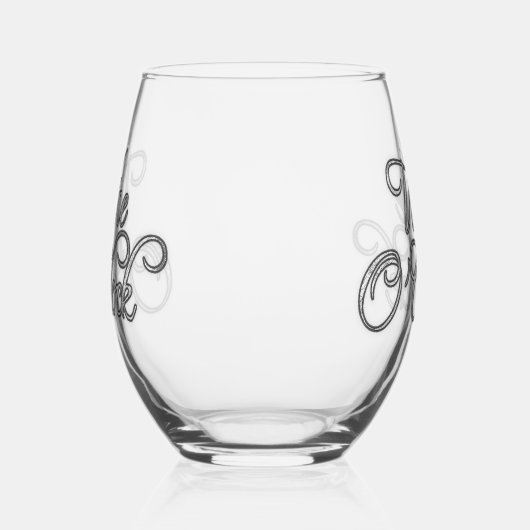 Wijn O'Clock zilveren tekst Wijnglas Zonder Voet (Rechts)