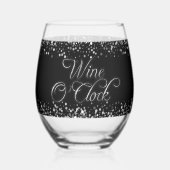 Wijn O'Clock zilveren tekst Wijnglas Zonder Voet (Achterkant)