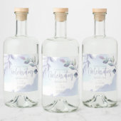 Wijn of bier | Rustige Waterverf Aqua Lila bladere Likeurfles Etiket (Flessen)