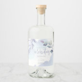 Wijn of bier | Rustige Waterverf Aqua Lila bladere Likeurfles Etiket (Voorkant)