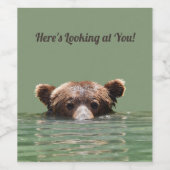 Wijn (of Mousserende Wijn) Fles Etiket w / grizzly (Enkel label)