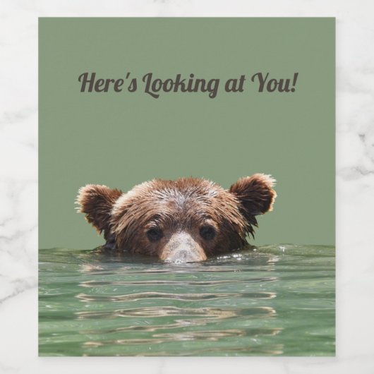 Wijn (of Mousserende Wijn) Fles Etiket w / grizzly (Enkel label)