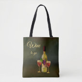 Wijn om te gaan Cute Classic Art Canvas tas (Voorkant)