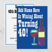 Wijn Ongeveer 40e Verjaardag Grappig Uitnodigen Kaart (Voorkant / Achterkant)