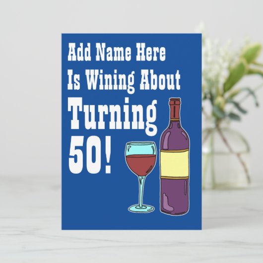 Wijn ongeveer 50th Birthday Funny Invite Kaart (Staand voorkant)