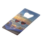 Wijn op het strand creditkaart flessenopener (Voorkant Gekanteld)