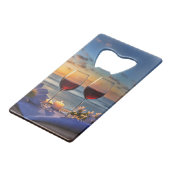 Wijn op het strand creditkaart flessenopener (Achterkant Gekanteld)